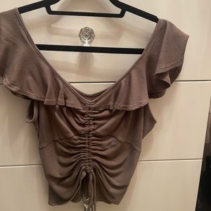 fun off the shoulder shirt!
